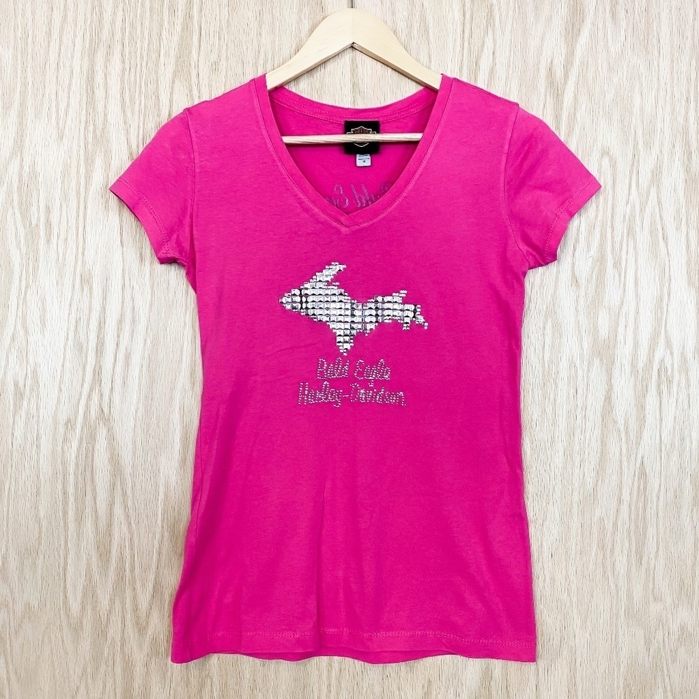 Harley-Davidson Studded V-Neck Top